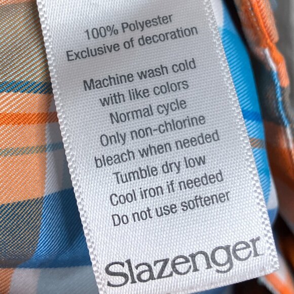 Slazenger Men's 38 Orange Blue Vibrant Plaid Check Golf Flat Front Shorts - Picture 5 of 5